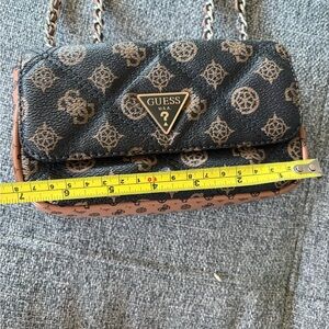 GUESS Monogram Black and Tan Crossbody Bag